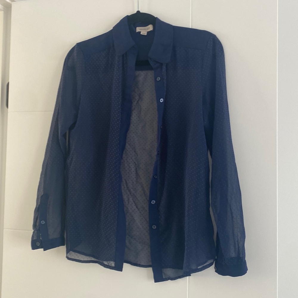 Women’s Sheer Navy button up blouse